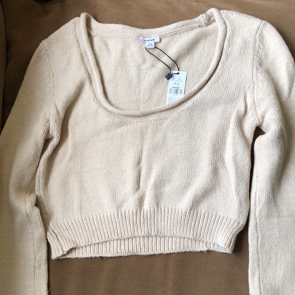 Garage Cropped Sweater Brand New Size P/S Pebble color